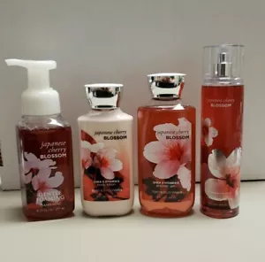 NEW Bath Body Works Japanese Cherry Blossom 4pc Lot Soap Lotion Spray Shower Gel - Picture 1 of 5
