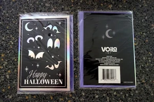 Tarjeta de felicitación de Halloween viola, 3D dimensional, embrujada/espeluznante nueva/sellada - Imagen 1 de 5