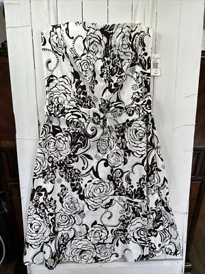 B. Smart Mujer Talla 16 - Solero Sin Tirantes Blanco con Marrón Floral Foto 1 de 4