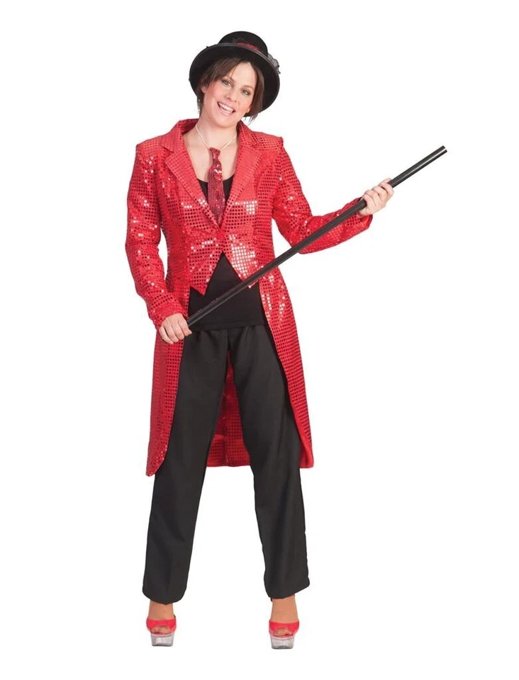 Abrigo trasero de lentejuelas rojo para dama - Show / Devil, etc. Foto 1 de 1