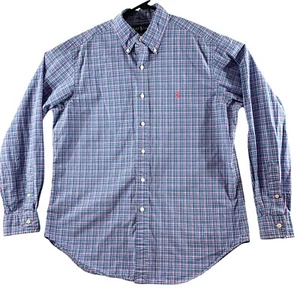 Camicia Ralph Lauren vestibilità classica grande blu rosa cotone a quadri con bottoni L/S - Foto 1 di 8