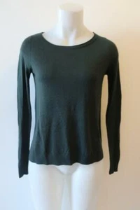 WOMENS SCOOP NYC GREEN SILK CASHMERE ASYMMETRIC LAYERED OPEN BACK SWEATER P/XS * - Picture 1 of 10