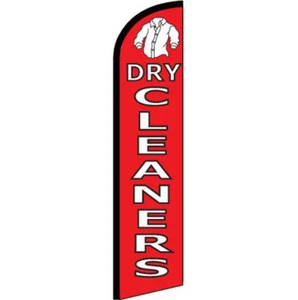 Dry Cleaners Red / White Windless Banner Advertising Marketing Flag - Picture 1 of 1