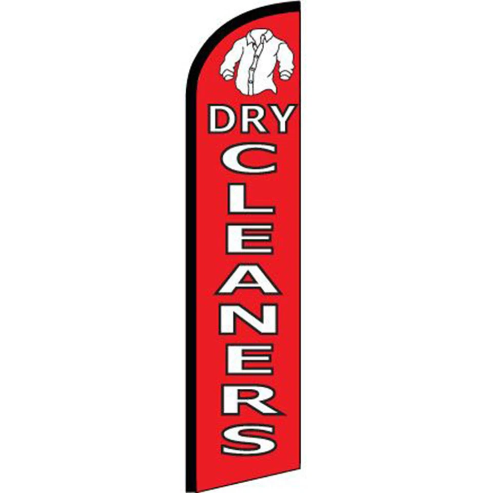 Dry Cleaners Red / White Windless Banner Advertising Marketing Flag - Image 1 of 1