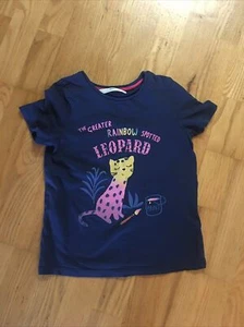 Marks & Spencer - Navy Rainbow Spotted Leopard T-Shirt - Age 5-6 - Picture 1 of 4