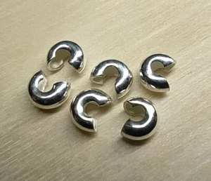 Quetschperlen. Kaschierperlen. Crimp Cover. Abdeckung. 925er Silber. 6 Stück. - Bild 1 von 3