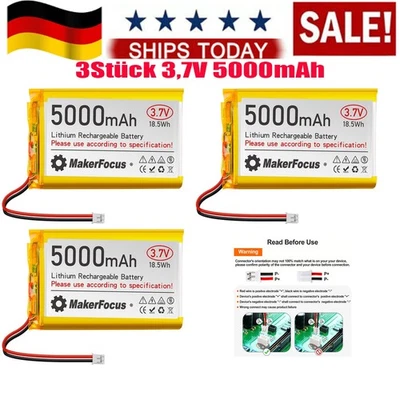 3Stk 3,7V 5000mAh Li Akku 105080 PH2.0A-Stecker für Raspberry Pi UPS WisBlock DE - Bild 1 von 4