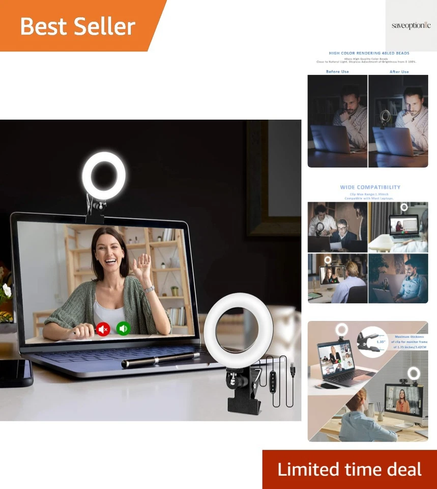 Cyezcor Video Conference Lighting Kit Light for Monitor Clip On