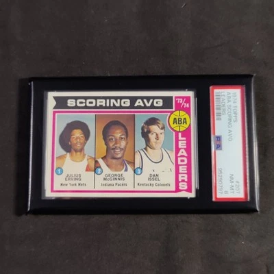 1974-75 Topps ABA Scoring Avg Leaders Julius Erving Dan Issel #207 PSA 7 NM  - Image 1 of 3