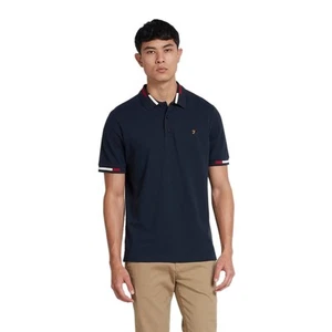 Farah Maxwell Men's Polo Shirt Regular Fit Pique Cotton Tipped Collar - Picture 1 of 4