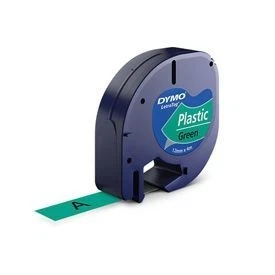 Dymo 91204 12mm x 4m Black On Green Plastic Tape - Image 1 of 2