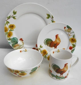 16 pc Pfaltzgraff Rooster Meadow Daphne Dinnerware dinner salad plate sunflower - Picture 1 of 6