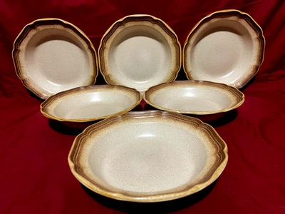 Mikasa Whole Wheat E8000 Pasta/Soup Scalloped Bowls 8 1/2" (Set Of 6) Japan - Image 1 of 2