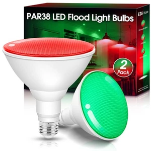 Red and Green Light Bulbs 【2 Pack】, Par38 LED Red Green Flood Light Bulbs Out... - Picture 1 of 7