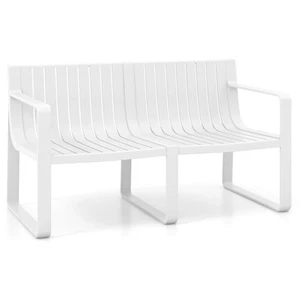 Patio Loveseat 2-Person Bench w/ Curved Backrest Slatted Design for Backyard - Picture 1 of 9