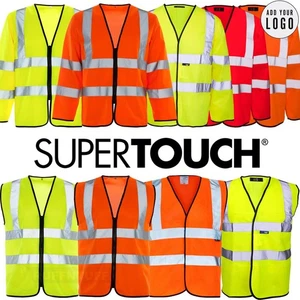 Hi Vis Vest Yellow Orange High Viz Visibility Long Sleeve Waistcoat Safety Work - Picture 1 of 12