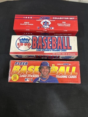 Lot of 3 - 1989, 1990 Fleer 1988 Score Baseball Box Sealed Complete Sets *9 - Image 1 of 4