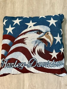 Harley Davidson Pillow 16X 16” Dakotah Brand USA Made Eagle America Patriotic - Picture 1 of 6