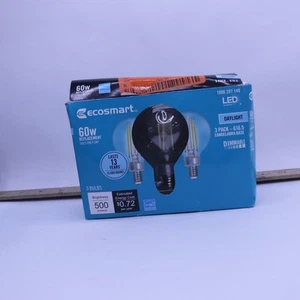(3-Pk) EcoSmart LED Bulb Globe Clear Daylight 5000K Dim Candelabra 60W - Picture 1 of 4