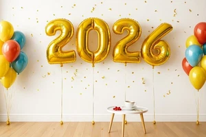 Happy New Year Foil Balloon Banner Bunting Self Inflating Eve Party Decoration - Picture 1 of 15