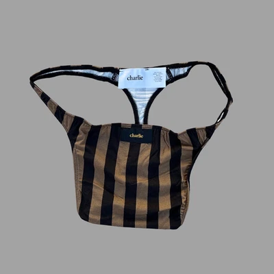 Charlie от matthew zink мужские коричневые полоски микромодальный бумеранг стринги нижнее белье S - Изображение 1 из 4