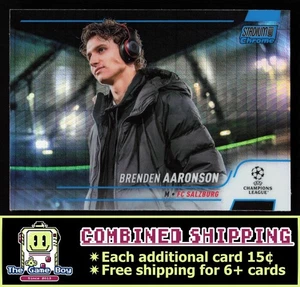 2021-22 Stadium Club Chrome UEFA UCL Blue Prism Refractor #15 Brenden Aaronson - Picture 1 of 2