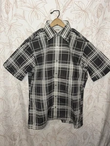 Herren Vintage Excello schwarz kariert Baumwolle Button Down Hosenträger Manschettenärmel - Bild 1 von 10