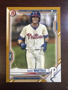2021 Bowman - Prospects Nick Maton #BP-5 Gold Border /50 (RC) - Picture 1 of 3