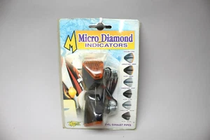 MOTRAX Micro Diamond REAR INDICATORS BLINKERS Motorcycle BLACK AMBER LENS MI01 - Picture 1 of 8