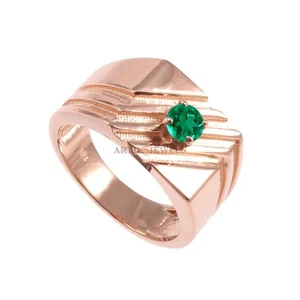 Anillo De Plata Esterlina 925 Con Ónix Verde Natural Y Baño De Oro Rosa #776 - Imagen 1 de 13