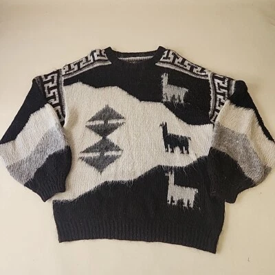 Men’s Vintage 100% Alpaca Sweater Handmade In Bolivia Size L Read Description - Image 1 of 4