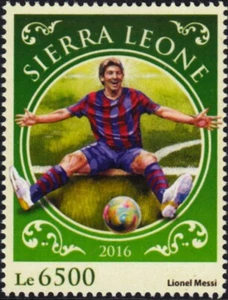 LIONEL MESSI Barcelona Footballer/Football MNH Stamp #3 (2016 Sierra Leone) - Picture 1 of 1