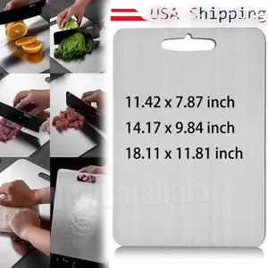 304 Stainless Steel Cutting Board Double-Sided Titanium Coating Kitchen Camping - Picture 1 of 8