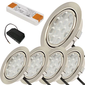 1-->5er Sets: flache LED Möbel Einbauleuchten Lina 12V Downlights 3W & 200 Lumen - Bild 1 von 11