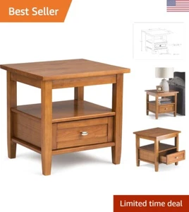 Transitional Solid Wood Rectangular End Table - Rustic Charm for Home Decor - Picture 1 of 14