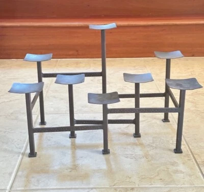 Modern Large Rod Iron Metal Candelabra Candle Holder For 8 Large Candles 12”x19” - Image 1 of 3