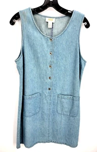 Talbots Dress Womens 10 Petite Blue Denim Sleeveless Pockets Y2K Light Wash - Picture 1 of 8