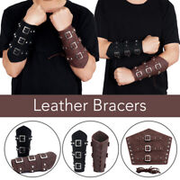 HenShiXin Medieval Larp Knight Arm Cuff Bracer Buckle Strap Armor Adult Wrist Band Archer Gauntlet Costume Gear Leather Sheath For Men to Protect Yourself Color : Brown 1 pair