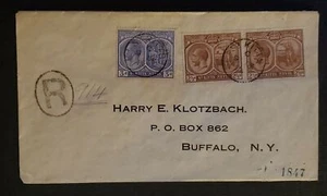 1927 St Kitts and Nevis to Buffalo NY Via New York City Registered Cover  - Picture 1 of 2