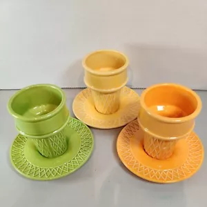 ~4" H (3) Department 56 bunte Eiscreme Kegelform grün gelb orange Becher - Bild 1 von 8