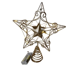 11.8" Gold Christmas Tree Topper Star with 25 LED Lights for Indoor Use - Picture 1 of 5