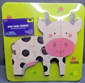 PLAY-SIDE CREATIONS MINI WOOD TRAY FRAME PUZZLE COW - Picture 1 of 2