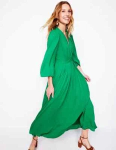 BNWT Boden Pleat Detail Blouson Dress Sz 12 R, Rich Emerald - Picture 1 of 9