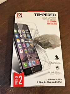 Tempered Glass Screen Protector, Pack of 2, iPhone 8 plus, 7, 6s and 6, New - Picture 1 of 3