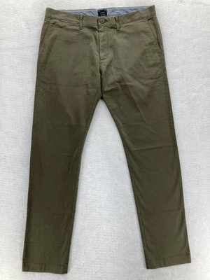 J.Crew Chino 裤子男式 34x32 橄榄绿 484 修身弹力斜纹平前全新带标签 — 第 1/4 张图片