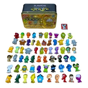 Gogos Crazy Bones Collectors Tin Gold Translucent Flocked Lot Of 64 Figures - Picture 1 of 17
