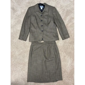 Pendleton Petite Houndstooth Wool Blend Skirt Suit Set Blazer & Skirt - Picture 1 of 14