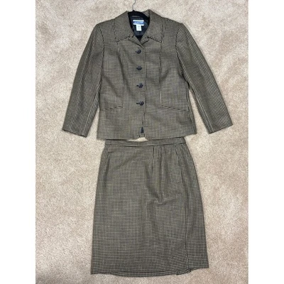 Pendleton Petite Pata de Gallo Mezcla de Lana Falda Conjunto Blazer y Falda Foto 1 de 4