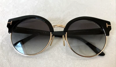 Gafas de sol Tom Ford Alissa-02 doradas retro redondas TF608 Wellington negras 54-21-140 Foto 1 de 4