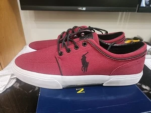 Neu im Karton Polo Ralph Lauren Faxon LOW-SK-VLC BEERE LEINEN SCHUHE GRÖSSE 9,5 D #S320 - Bild 1 von 10